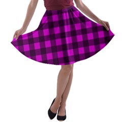 Magenta And Black Plaid Pattern A-line Skater Skirt by Valentinaart