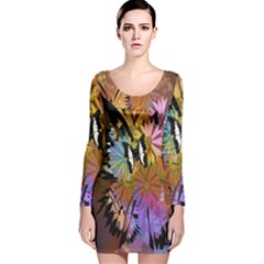 Abstract Digital Art Long Sleeve Velvet Bodycon Dress by Nexatart