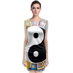 Yin Yang Eastern Asian Philosophy Sleeveless Velvet Midi Dress by Nexatart