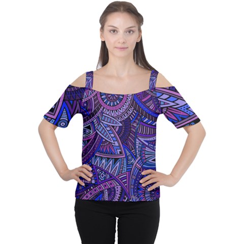 Abstract Electric Blue Hippie Vector  Women s Cutout Shoulder Tee by Brittlevirginclothing