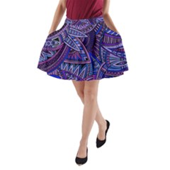 Abstract Electric Blue Hippie Vector  A-line Pocket Skirt
