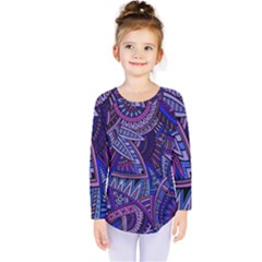 Abstract Electric Blue Hippie Vector  Kids  Long Sleeve Tee