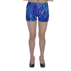 Blue Bird Feather Skinny Shorts by Brittlevirginclothing