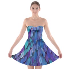 Blue Bird Feather Strapless Bra Top Dress by Brittlevirginclothing