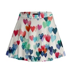 Cute Rainbow Hearts Mini Flare Skirt by Brittlevirginclothing