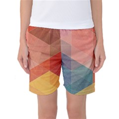 Colorful Warm Colored Quares Women s Basketball Shorts by Brittlevirginclothing