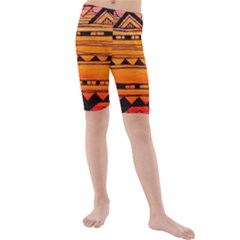 Warm Tribal Kids  Mid Length Swim Shorts by Brittlevirginclothing