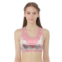 Cute Pink Heart Sports Bra With Border by Brittlevirginclothing