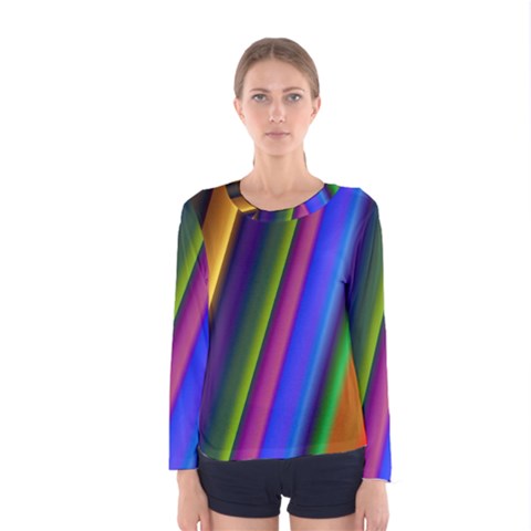 Strip Colorful Pipes Books Color Women s Long Sleeve Tee by Nexatart
