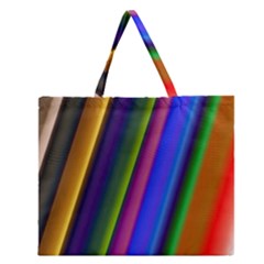 Strip Colorful Pipes Books Color Zipper Large Tote Bag by Nexatart