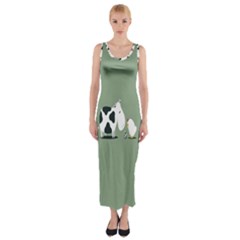 Cow Chicken Eggs Breeding Mixing Dominance Grey Animals Fitted Maxi Dress by Alisyart
