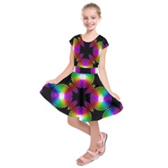 Circle Color Flower Kids  Short Sleeve Dress