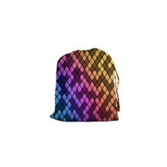 Colorful Abstract Plaid Rainbow Gold Purple Blue Drawstring Pouches (xs)  by Alisyart