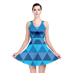 Geometric Chevron Blue Triangle Reversible Skater Dress