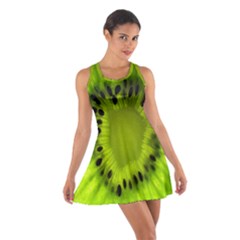 Kiwi Fruit Slices Cut Macro Green Cotton Racerback Dress