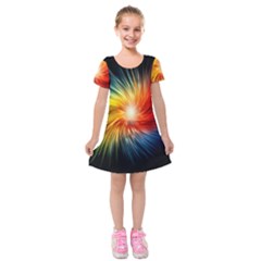 Lamp Light Galaxy Space Color Kids  Short Sleeve Velvet Dress