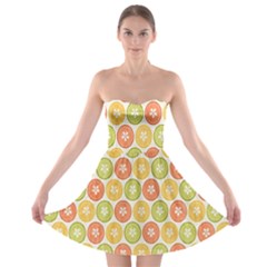 Lime Orange Fruit Slice Color Strapless Bra Top Dress