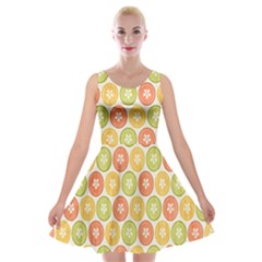 Lime Orange Fruit Slice Color Velvet Skater Dress by Alisyart