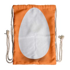 Orange White Egg Easter Drawstring Bag (large) by Alisyart