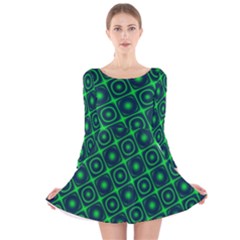 Plaid Green Light Long Sleeve Velvet Skater Dress