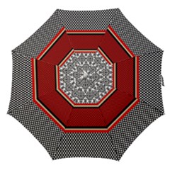 Background Damask Red Black Straight Umbrellas by Nexatart