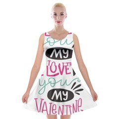 I Love You My Valentine (white) Our Two Hearts Pattern (white) Velvet Skater Dress by FashionFling