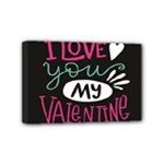 I Love You My Valentine / Our Two Hearts Pattern (black) Mini Canvas 6  x 4 