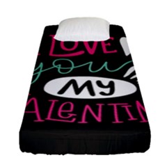  I Love You My Valentine / Our Two Hearts Pattern (black) Fitted Sheet (single Size) by FashionFling