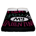  I Love You My Valentine / Our Two Hearts Pattern (black) Fitted Sheet (Queen Size)