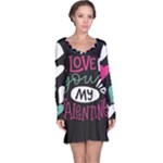 I Love You My Valentine / Our Two Hearts Pattern (black) Long Sleeve Nightdress