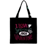  I Love You My Valentine / Our Two Hearts Pattern (black) Zipper Grocery Tote Bag