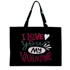  I Love You My Valentine / Our Two Hearts Pattern (black) Zipper Mini Tote Bag by FashionFling