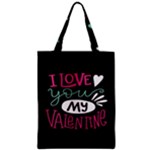 I Love You My Valentine / Our Two Hearts Pattern (black) Zipper Classic Tote Bag