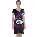  I Love You My Valentine / Our Two Hearts Pattern (black) Short Sleeve Nightdress