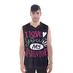  I Love You My Valentine / Our Two Hearts Pattern (black) Men s Basketball Tank Top by FashionFling