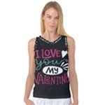  I Love You My Valentine / Our Two Hearts Pattern (black) Women s Basketball Tank Top