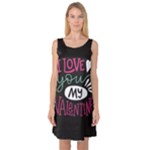  I Love You My Valentine / Our Two Hearts Pattern (black) Sleeveless Satin Nightdress