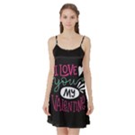 I Love You My Valentine / Our Two Hearts Pattern (black) Satin Night Slip