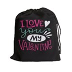  I Love You My Valentine / Our Two Hearts Pattern (black) Drawstring Pouches (XXL)