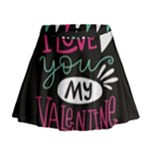  I Love You My Valentine / Our Two Hearts Pattern (black) Mini Flare Skirt