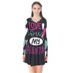  I Love You My Valentine / Our Two Hearts Pattern (black) Flare Dress