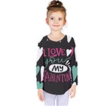  I Love You My Valentine / Our Two Hearts Pattern (black) Kids  Long Sleeve Tee