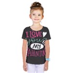 I Love You My Valentine / Our Two Hearts Pattern (black) Kids  One Piece Tee
