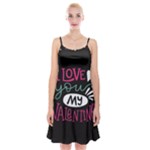  I Love You My Valentine / Our Two Hearts Pattern (black) Spaghetti Strap Velvet Dress