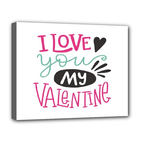 I Love You My Valentine / Our Two Hearts Pattern (white) Deluxe Canvas 20  X 16  