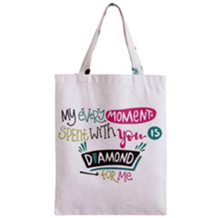 My Every Moment Spent With You Is Diamond To Me / Diamonds Hearts Lips Pattern (white) Zipper Classic Tote Bag by FashionFling