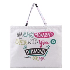 My Every Moment Spent With You Is Diamond To Me / Diamonds Hearts Lips Pattern (white) Zipper Large Tote Bag by FashionFling