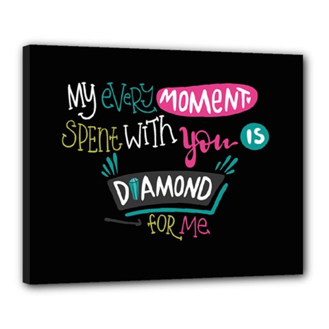 My Every Moment Spent With You Is Diamond To Me / Diamonds Hearts Lips Pattern (black) Canvas 20  X 16 