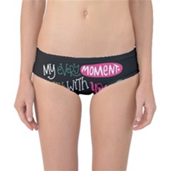 My Every Moment Spent With You Is Diamond To Me / Diamonds Hearts Lips Pattern (black) Classic Bikini Bottoms by FashionFling