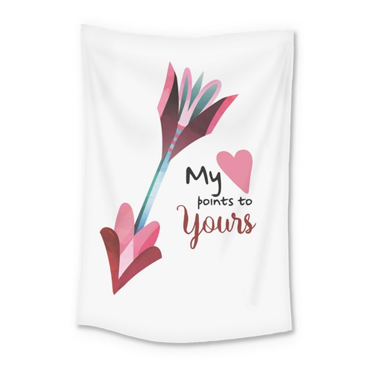 My Heart Points To Yours / Pink And Blue Cupid s Arrows (white) Small Tapestry